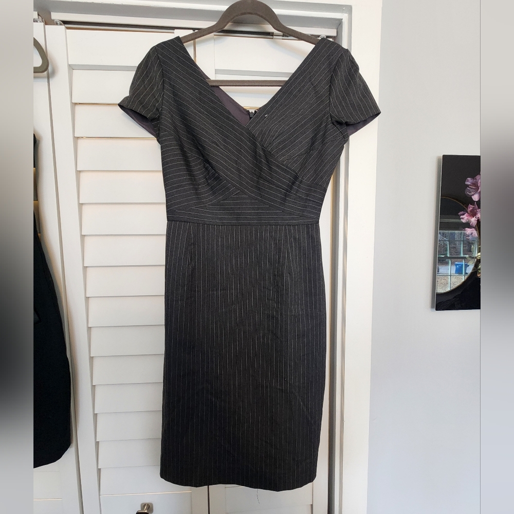 Banana Republic Elegant Grey Pinstripe Dress
